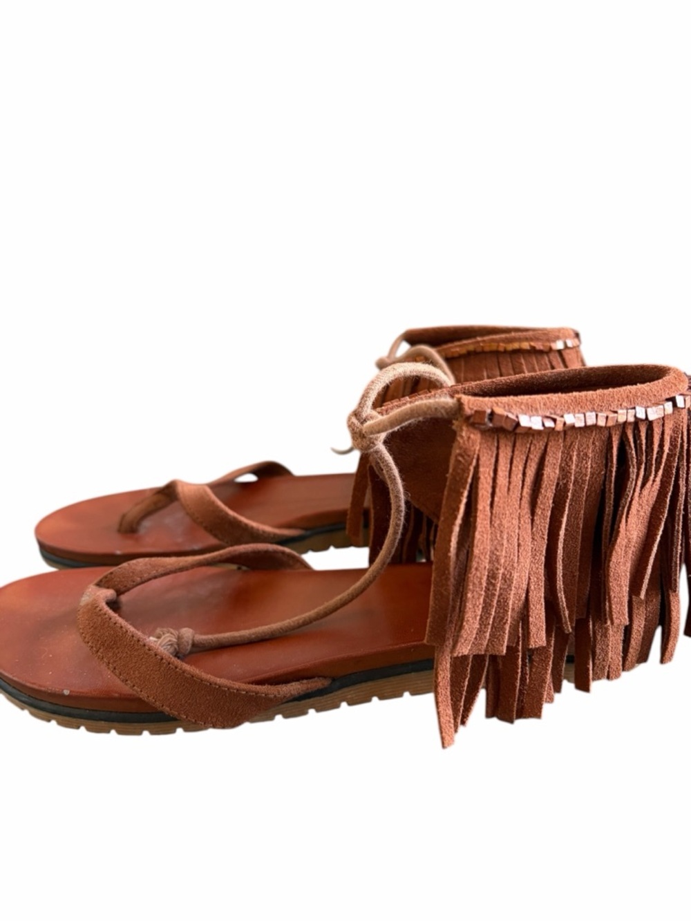 MIA Cinnamon Suede Fringe Sandals Festival Bohemian - Picture 4 of 8
